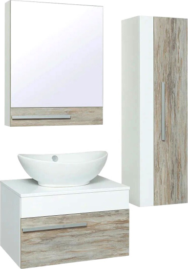 Тумба с раковиной Runo Вудлайн 65, скандинавский дуб, раковина Гамма 56