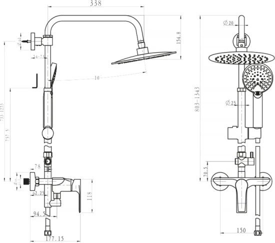 Душевая стойка BelBagno BB-COLD-U-CRM без смесителя