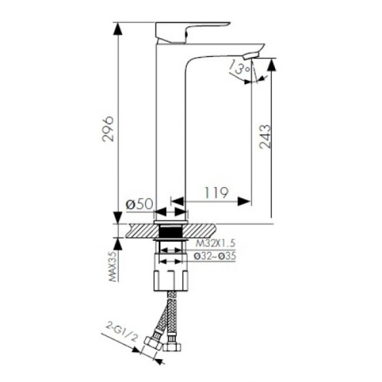 Смеситель для раковины Kaiser Cezar 05111-2