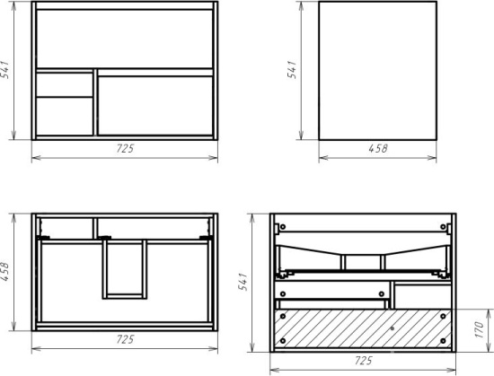 Тумба с раковиной Misty Дунай 75 дуб белый