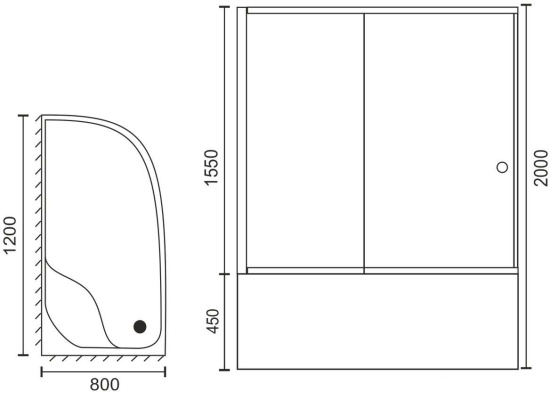 Душевой уголок Royal Bath BK RB8120BK-T-BL-L 120x80 с поддоном