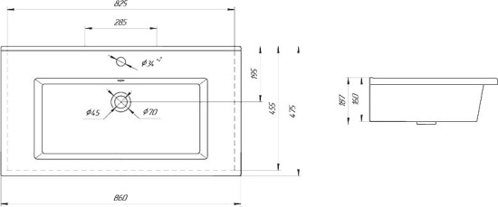 Тумба с раковиной Bellezza Эйфория 85 белая