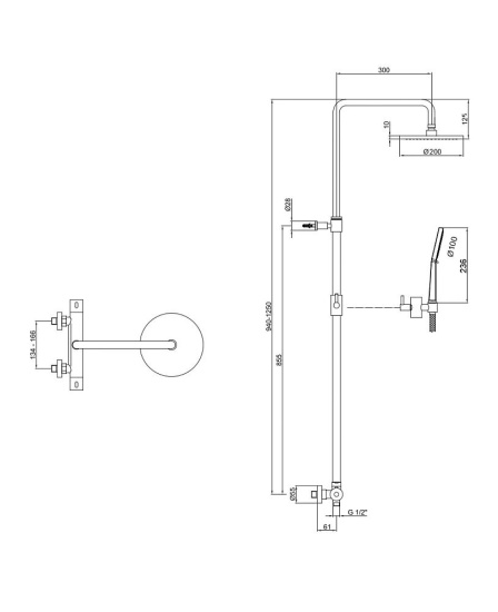Душевая стойка Fiore Kevon Black Matt 44NN0932 термостат, черная