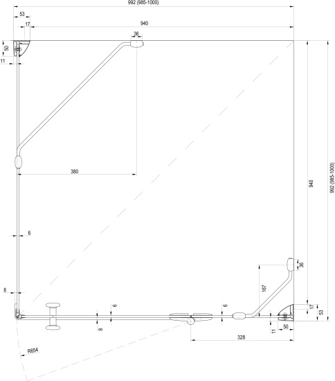 Душевой уголок Ravak SMSD2 100х100 B R Transparent, профиль хром