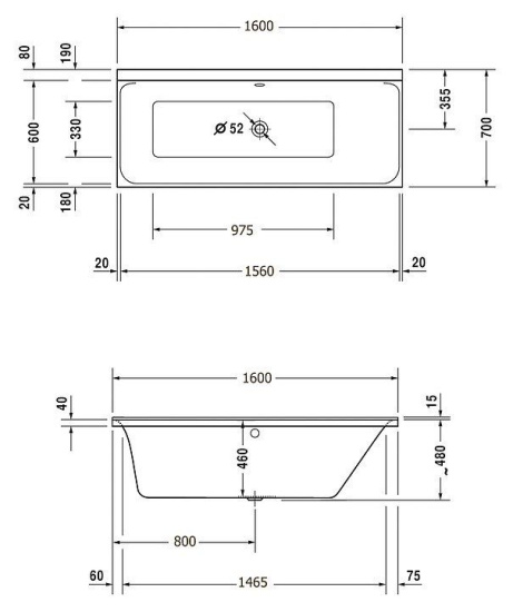 Акриловая ванна Duravit P3 Comforts 160х70 см наклон спины DX