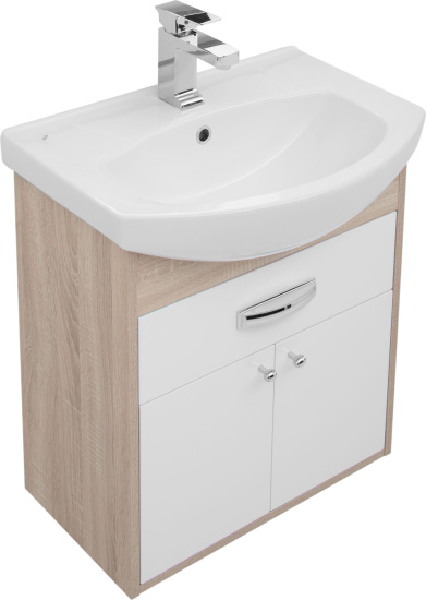 Тумба с раковиной Aquanet Грейс 60 1 ящик, 2 фасада, дуб сонома