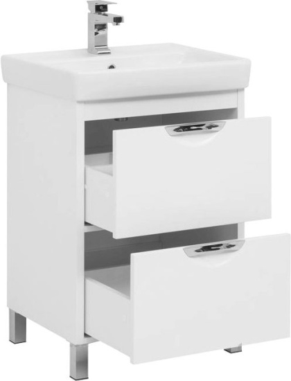 Тумба с раковиной Aquanet Гретта 60 New 2 ящика, белый
