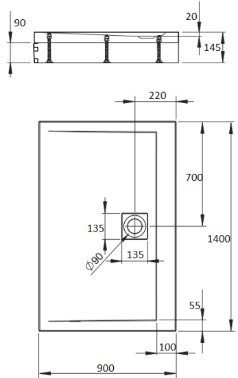Поддон для душа Radaway Argos D 140x90