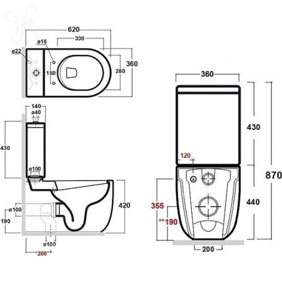 Унитаз-компакт Bien Vokha MDKD063N1VP0W6SZ0 безободковый, белый матовый