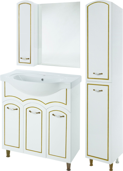 Зеркало Bellezza Амелия 70 L белое, патина золото