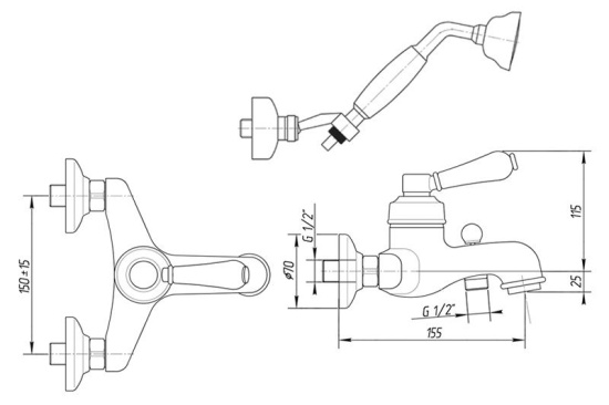 Смеситель для ванны Migliore Ermitage ML.ERM-7002 Cr