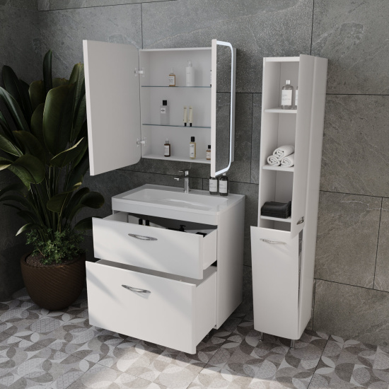 Пенал Style Line Каре 30 L Люкс белый с корзиной, Plus