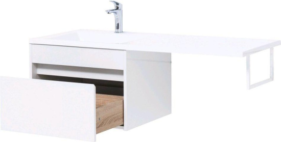 Тумба с раковиной Aquanet Токио 120 L белая подвесная, 1 ящик