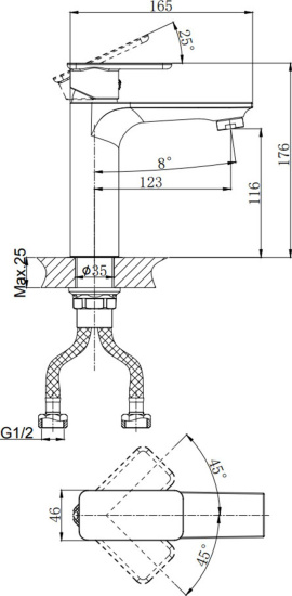 Смеситель для раковины Rush Bruny BR4335-12