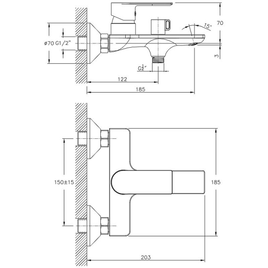 Смеситель для ванны Haiba HB60505 хром