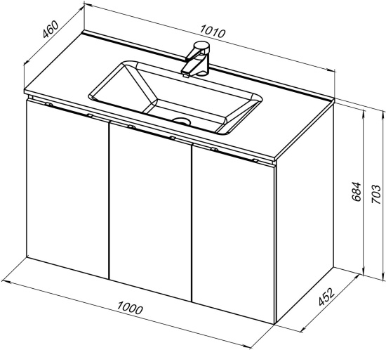 Мебель для ванной Aquanet Алвита new 100 подвесная, белая матовая, с дверками