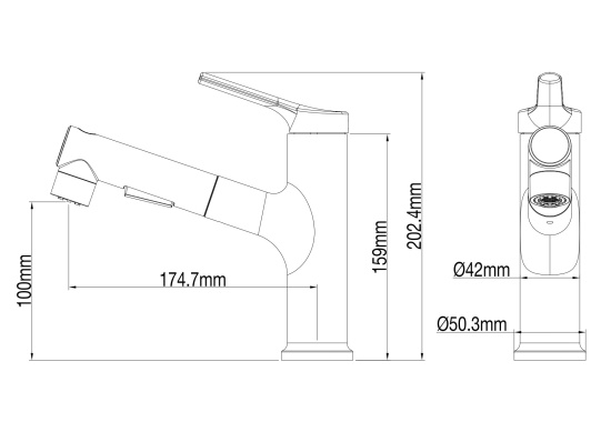 Смеситель для раковины Wonzon & Woghand WW-A40862-BG с выдвижным изливом