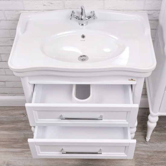 Мебель для ванной ValenHouse Эстетика 80 белая, подвесная, ручки хром