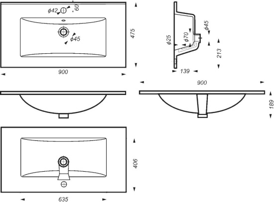 Тумба с раковиной Comforty Бонн 90 дуб дымчатый