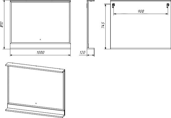 Зеркало Misty Турин 100 орех, с подсветкой