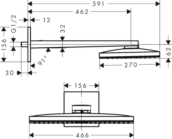 Верхний душ Hansgrohe Rainmaker Select 460 24003600