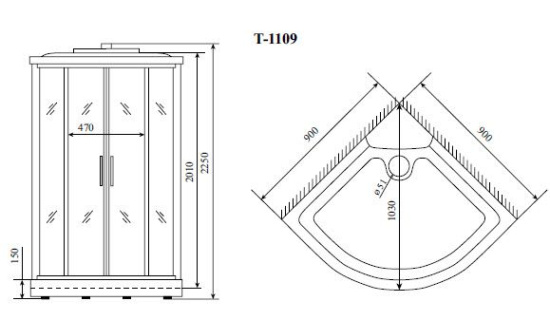 Душевая кабина Timo Standart T-6609 Silver