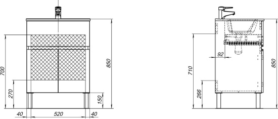 Мебель для ванной Aquanet Алвита new 60 напольная, белая матовая, с дверками и ящиком