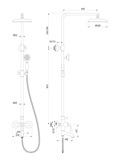 Душевая стойка Wonzon & Woghand Steam WW-88739008-BG