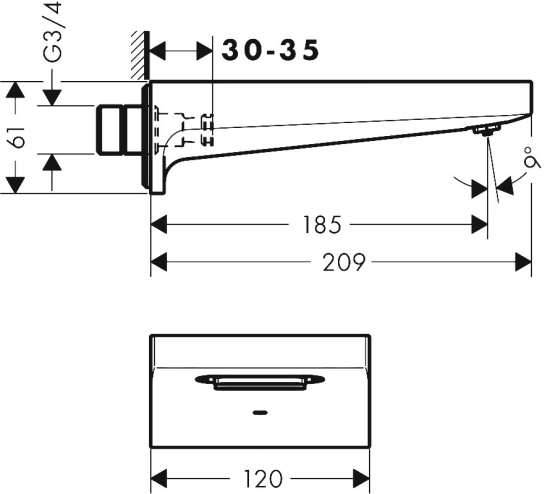 Излив для ванны Hansgrohe Metropol 32543700