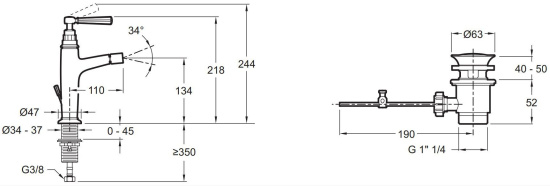 Смеситель для биде Jacob Delafon Cleo1889 E24310-BGG