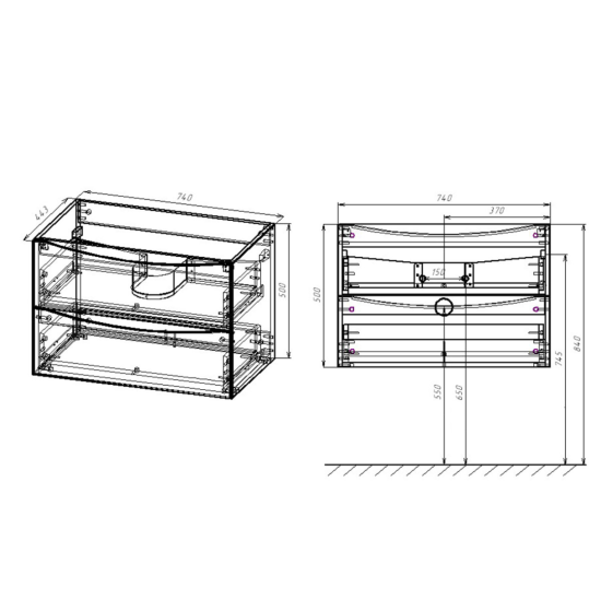 Тумба с раковиной Vincea Mia 75 темный дуб, раковина белая