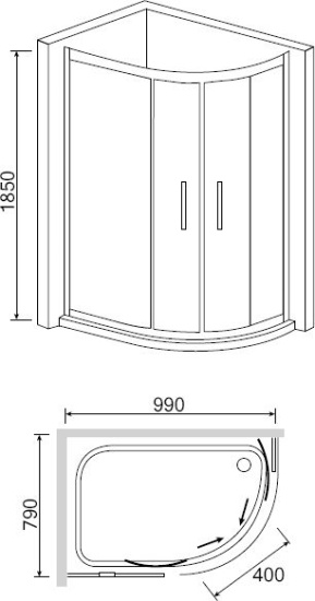 Душевой уголок RGW Classic CL-61 (965-990)x(765-790)x1850 профиль хром