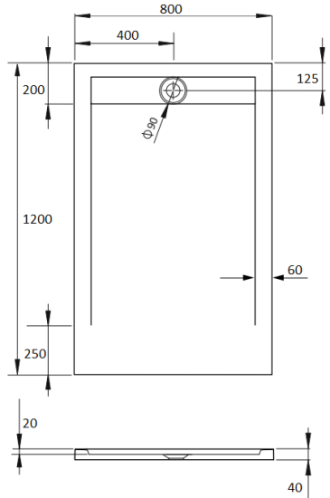 Поддон для душа Radaway Teos F 120x80 anthracite, с сифоном