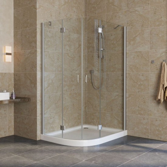 Душевой уголок Vegas Glass AFS-F Lux 120*110 07 01 R профиль матовый хром, стекло прозрачное