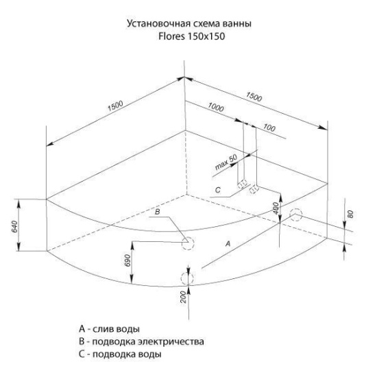 Акриловая ванна Aquanet Flores 150 см