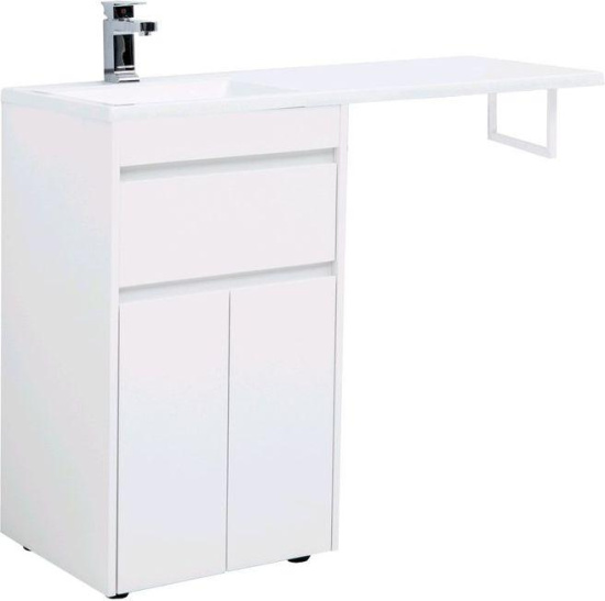 Тумба с раковиной Aquanet Токио 110 L белая напольная, 1 ящик, 2 дверцы