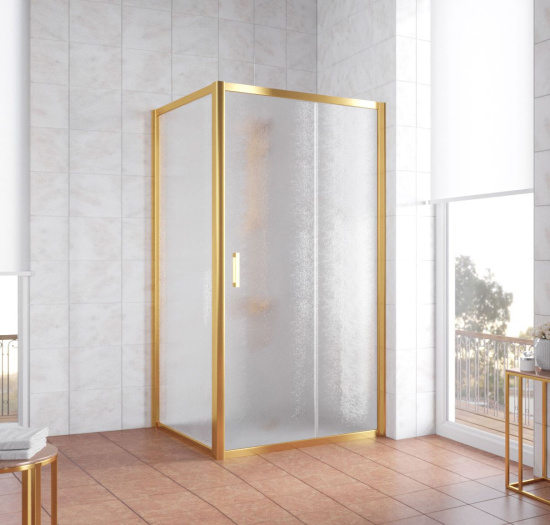 Душевой уголок Vegas Glass ZP+ZPV 100*100 09 02 профиль золото, стекло шиншилла