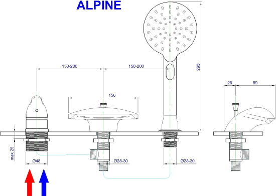 Смеситель на борт ванны Royal Bath Alpine RB2102