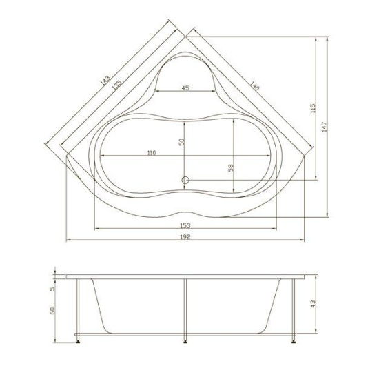 Акриловая ванна Aquatika Кворум 143 см Standart