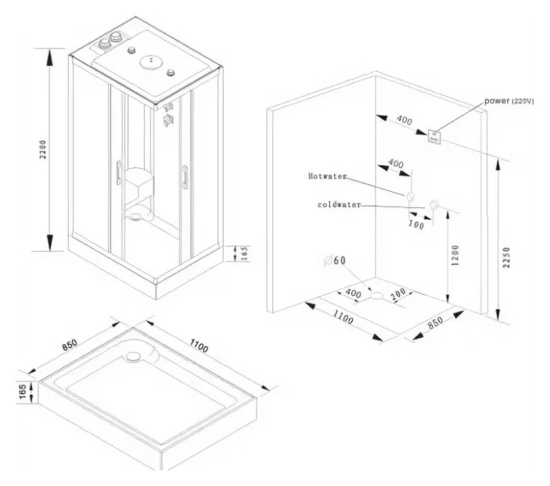 Душевая кабина Cerutti SPA SW-C11085 L