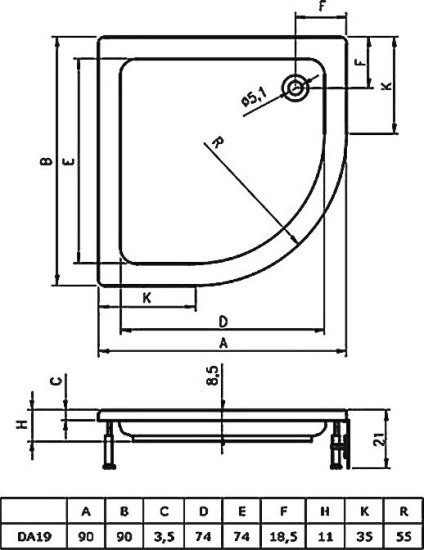 Поддон для душа Riho 210 90 см