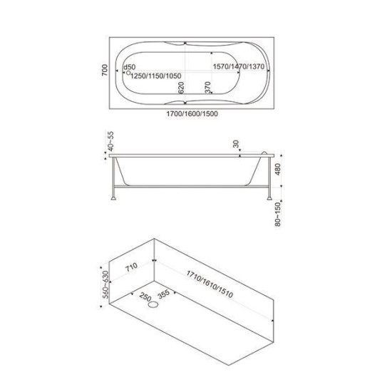Акриловая ванна Bas Ибица 150 см