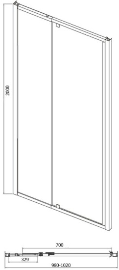 Душевая дверь в нишу Bravat Line BD100.4112A 100х200, распашная