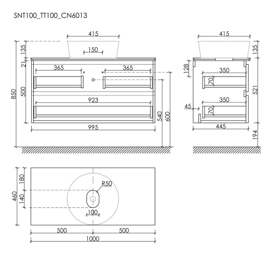 Тумба с раковиной Sancos Snob T 100 Doha Soft SNT100SM, подвесная