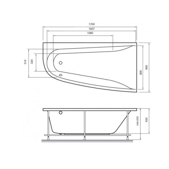 Акриловая ванна VAYER Boomerang 170x90 R/L