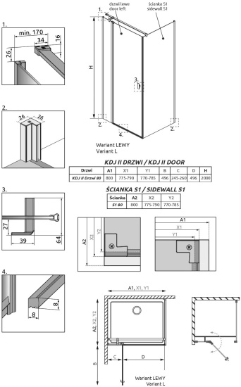 Душевой уголок Radaway Nes KDJ II 80x80 L