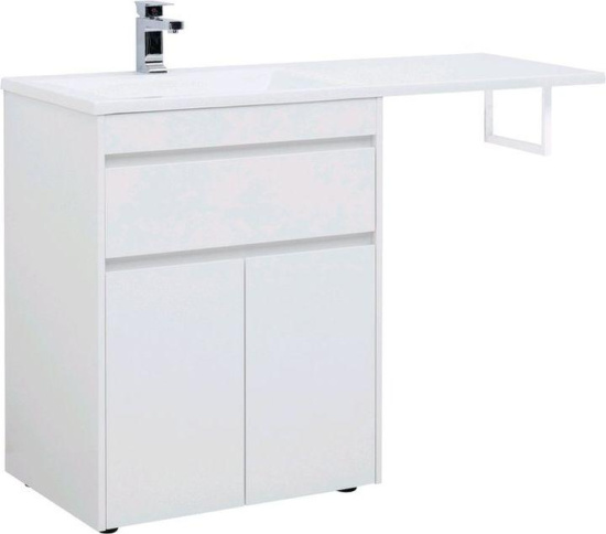 Тумба с раковиной Aquanet Токио 130 L белая напольная, 1 ящик, 2 дверцы