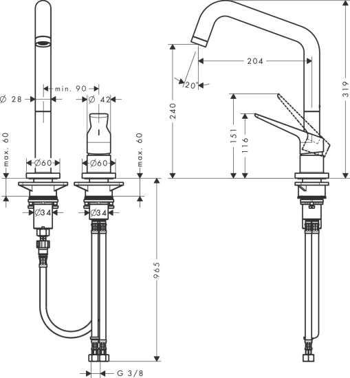 Смеситель для кухни Axor Citterio M 34820800 сталь