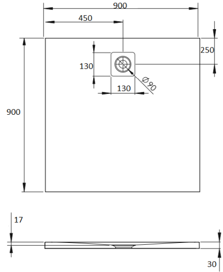Поддон для душа Radaway Kyntos C 90x90 black, с сифоном