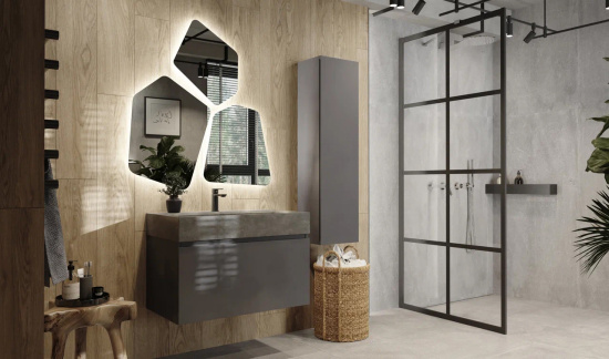 Тумба с раковиной Raval Facet 80 антрацит